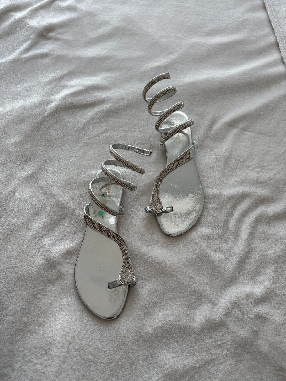 Rine Stone Ankle Wrap Flat Sandles - Size 9